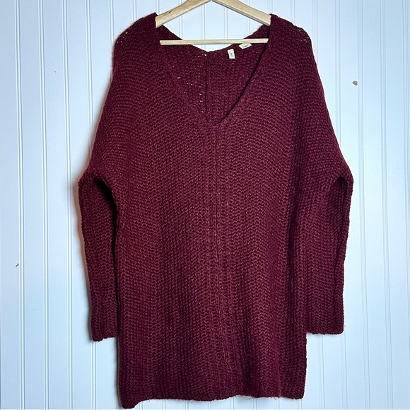 Anthropologie Sweaters - Anthropologie Moth Maroon Chunky Open Knit Oversized Alpaca Wool  Sweater